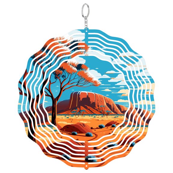 Uluru Ayers Rock Australia 3D Wind Spinner Stainless Steel Garden Ornament Outback Travel Souvenir Gift