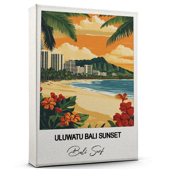 Uluwatu Bali Sunset Travel Canvas Wall Art – Beautiful Travel Decor for Bedroom, Office Bali Surf Canvas Print – Serene and Scenic Wall Decor Gift for Travel Lovers