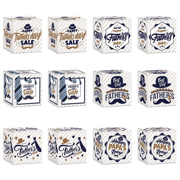 Ulxkmt 12Pcs Style B Father's Day Paper Candy Gift Box Chocolate Treat Box for Dad Birthday Party