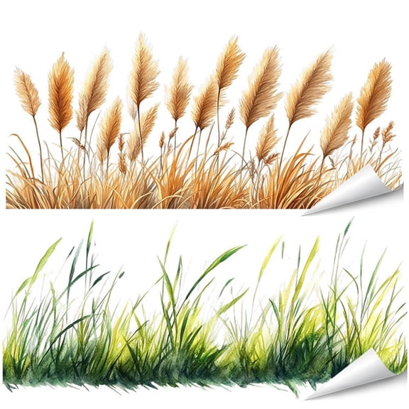 Ulxkmt 2 Pcs Realistic Plants PVC Wall Stickers Spring Autumn Grass Leaf Decals for Home