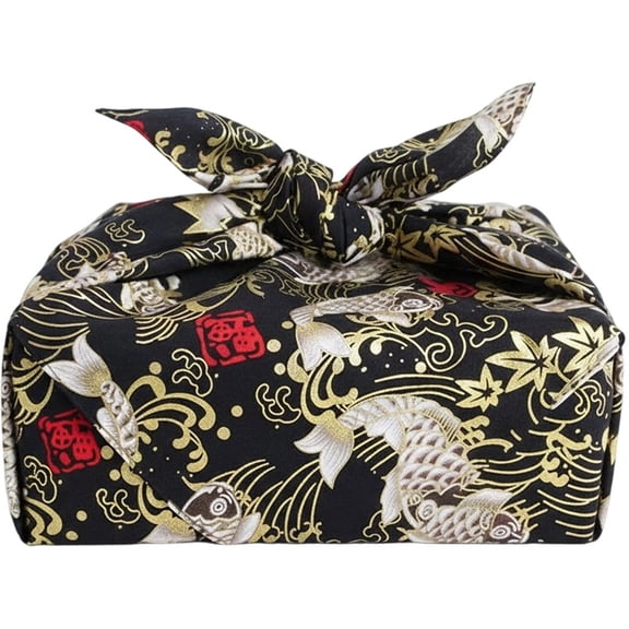 Ulxkmt Black White Japanese Cotton Bento Wrapping Cloth Reusable Furoshiki for Picnic Travel 70x70cm