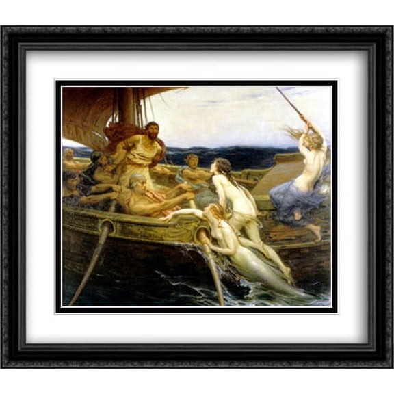 Ulysses and the Sirens 2x Matted 32x28 Large Black Ornate Framed Art Print by Draper, Herbert James