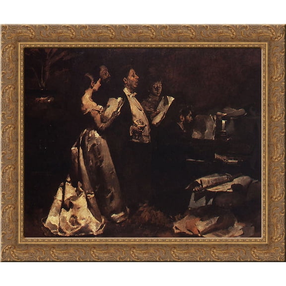 Um Concerto de Amadores 24x20 Gold Ornate Wood Framed Canvas Art by Columbano Bordalo Pinheiro