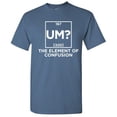 thumbnail image 1 of Um The Element Of Confusion Periodic Table Fun Graphic Tees Sarcasm Humor Laughs Tshirt Novelty Sarcastic Gift For Mens Funny T Shirt, 1 of 5
