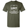 thumbnail image 1 of Um The Element Of Confusion Periodic Table Fun Graphic Tees Sarcasm Humor Laughs Tshirt Novelty Sarcastic Gift For Mens Funny T Shirt, 1 of 5