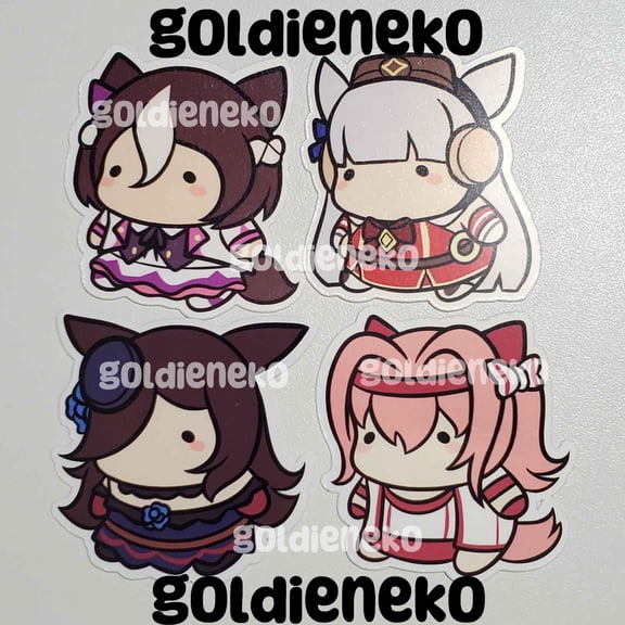 Uma Musume Haru Urara, Rice Shower, Special Week and Goldship Chibi Bean keychain (2)" (1 keychain)