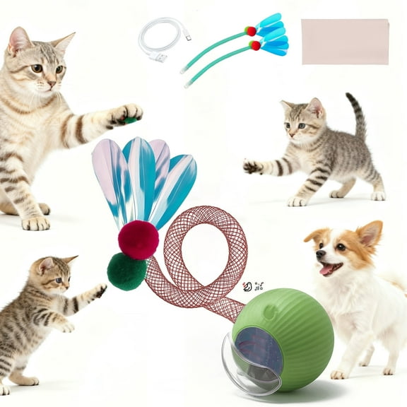Umadeus Cat Toys for Indoor Cats – Automatic Kitten Interactive Toy with Speedy Ball Tail - Green