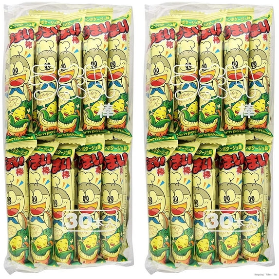 Umaibo Corn Puff Snack Corn Potage Flavor 30 Pcs (2 Pack)