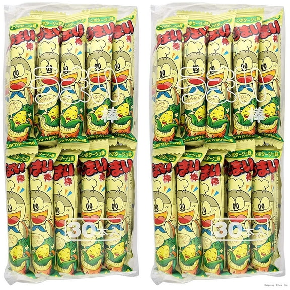 Umaibo Corn Puff Snack Corn Potage Flavor 30 Pcs (2 Pack)