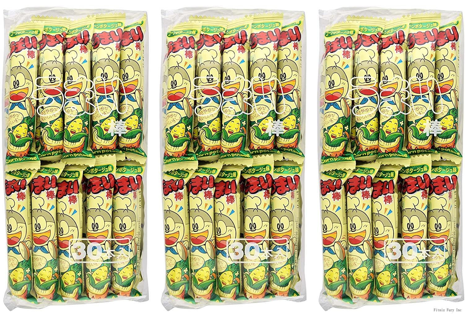 Umaibo Corn Puff Snack Corn Potage Flavor 30 Pcs (3 Pack)