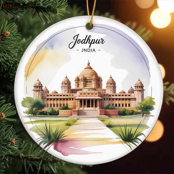 Umaid Bhawan Palace – Jodhpur, India, Travel Ornament – Ceramic Ornament for Christmas Tree Decoration, Souvenir Gift for Travelers, Couples, Friends, Valentine Gifts 222OR12