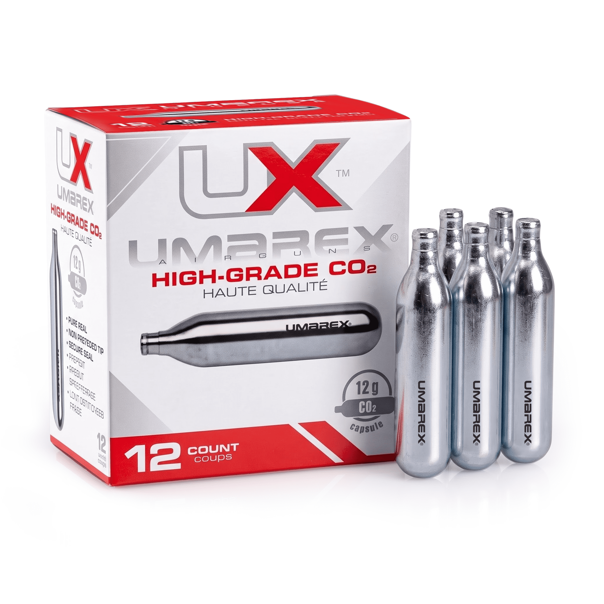 Umarex 12 Gram CO2 Cartridges, 12 Count, Umarex CO2 Cartridges for Airguns, Airsoft and BB Application, Non-Threaded CO2 Replacement Supply
