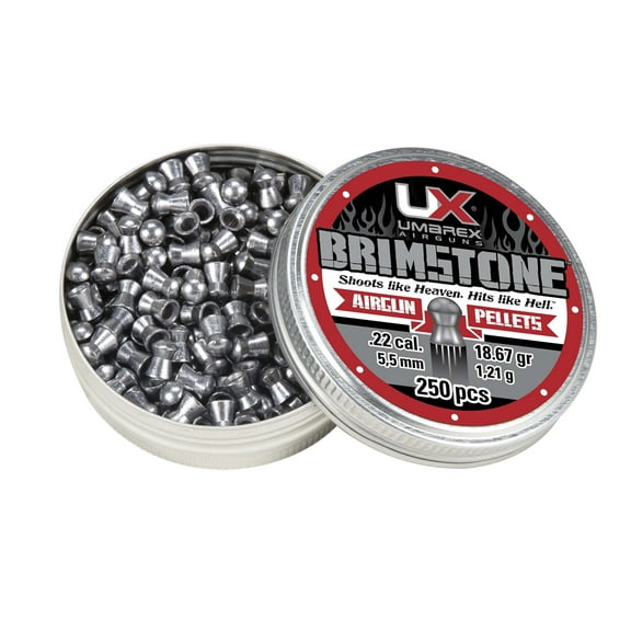 Umarex Brimstone .22 Cal Pellets, 18.67 Grain Dome Style Lead Pellets, 250 Count Tin