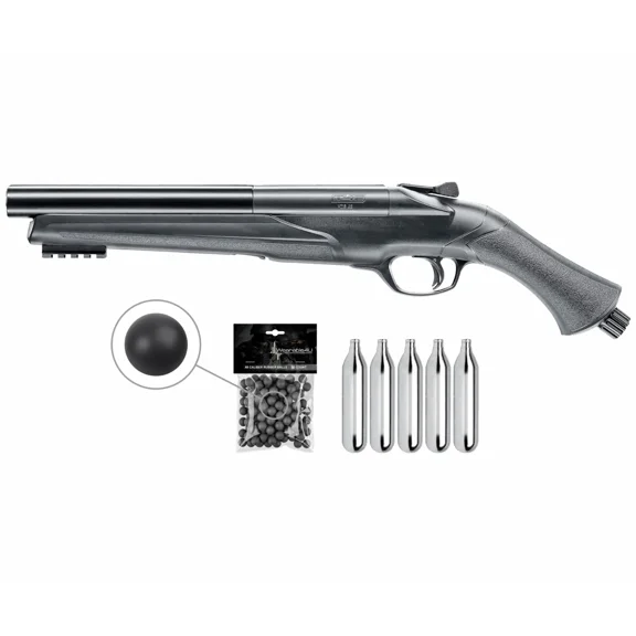 Umarex T4E TS 68 GEN 2 .68 Cal CO2 Paintball Marker (2292203) with Pack of 50x .68 Cal Reusable Black Rubber Balls and 5x12gr CO2 Tank Bundle