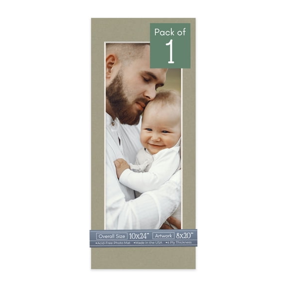 Umber Green Picture Frame Mat for 10x24 Frames - Fits 8x20 Photos - 1 Mat
