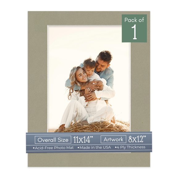 Umber Green Picture Frame Mat for 11x14 Frames - Fits 8x12 Photos - 1 Mat