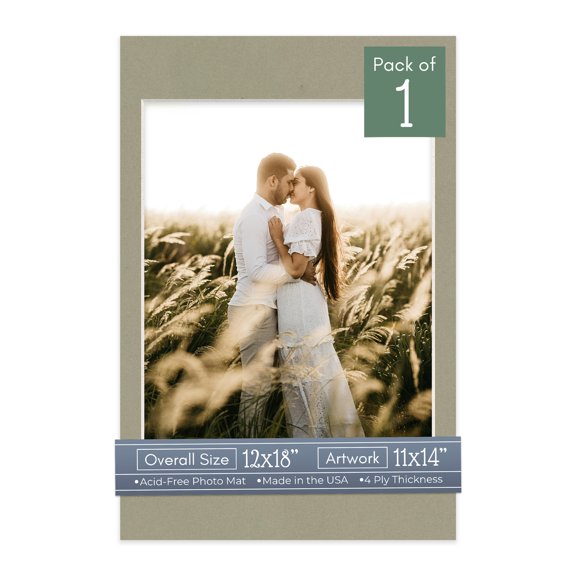 Umber Green Picture Frame Mat for 12x18 Frames - Fits 11x14 Photos - 1 Mat