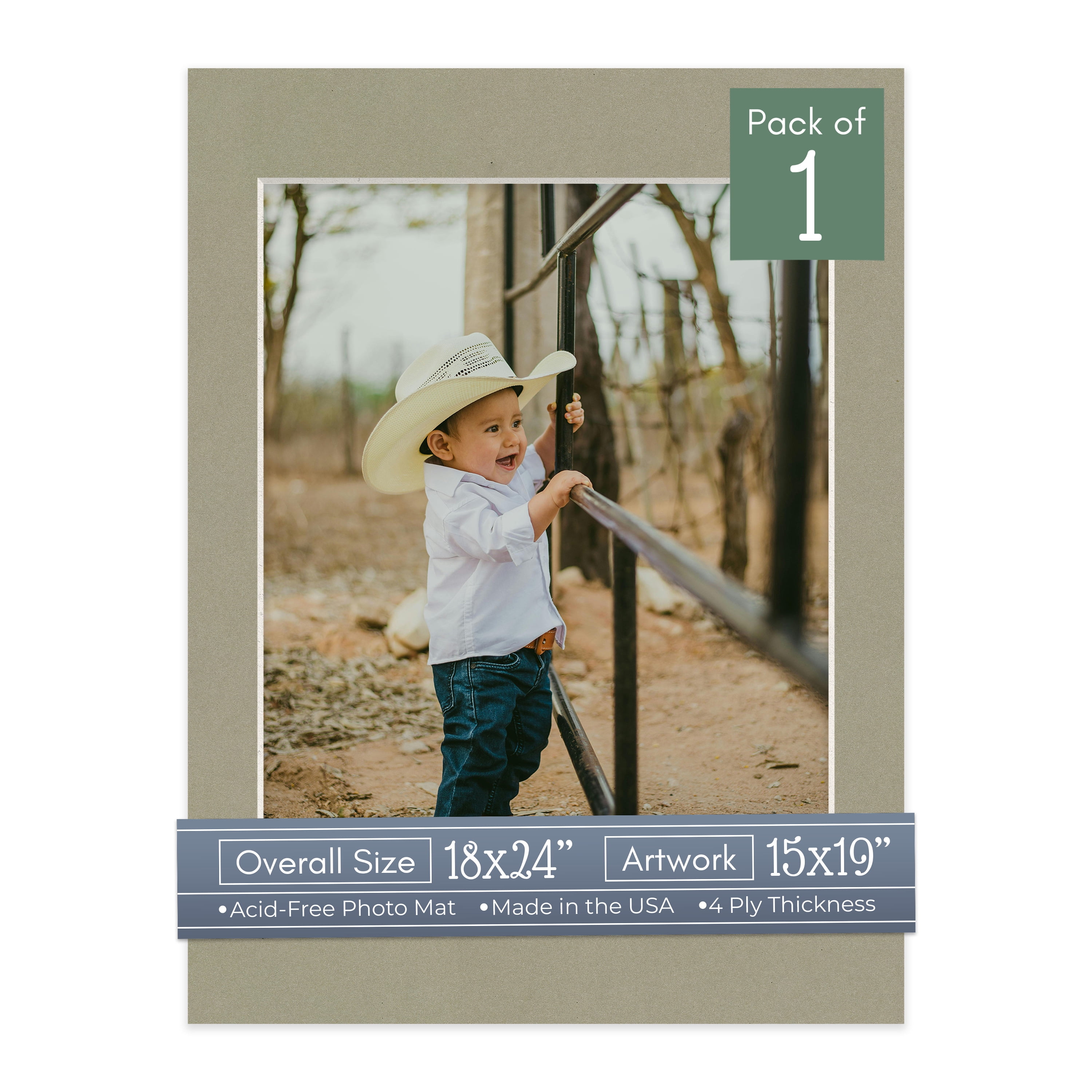 Umber Green Picture Frame Mat for 18x24 Frames - Fits 15x19 Photos - 1 Mat