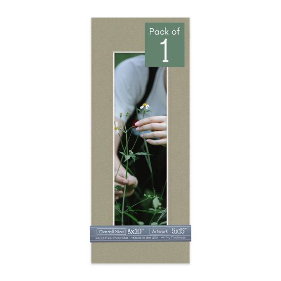 Umber Green Picture Frame Mat for 8x20 Frames - Fits 5x15 Photos - 1 Mat