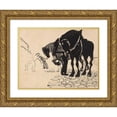 thumbnail image 1 of Umberto Boccioni 24x18 Gold Ornate Framed and Double Matted Museum Art Print Titled - Three Horses Tended by Men (1910), 1 of 4