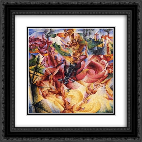 Umberto Boccioni 2x Matted 20x20 Black Ornate Framed Art Print 'Elasticity'