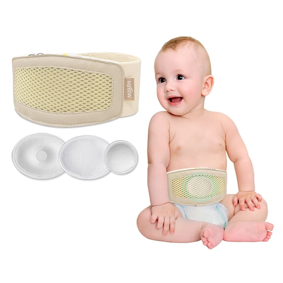 Umbilical Hernia Belt Baby, Infant Belly Button Band, Umbilical Cord Cover for Newborn Abdominal Binder, Hernia Support Truss, Belly Button Shaper, Adjustable Navel Band with 3 Compression Pad