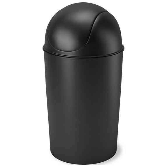 Umbra 10 gal Grand Plastic Swing Top Kitchen Trash Can, Black