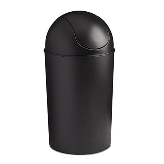 Umbra 10 gal Grand Plastic Swing Top Kitchen Trash Can, Black