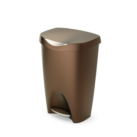 Umbra 13 gal Brim Plastic Step Soft Close Lid Kitchen Trash Can, Bronze