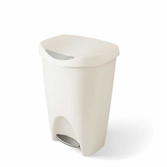 Umbra 13 gal Brim Plastic Step Soft Close Lid Kitchen Trash Can, Sand