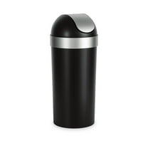 Umbra 16 gal Venti Plastic Swing Top Lid Kitchen Trash Can, Black