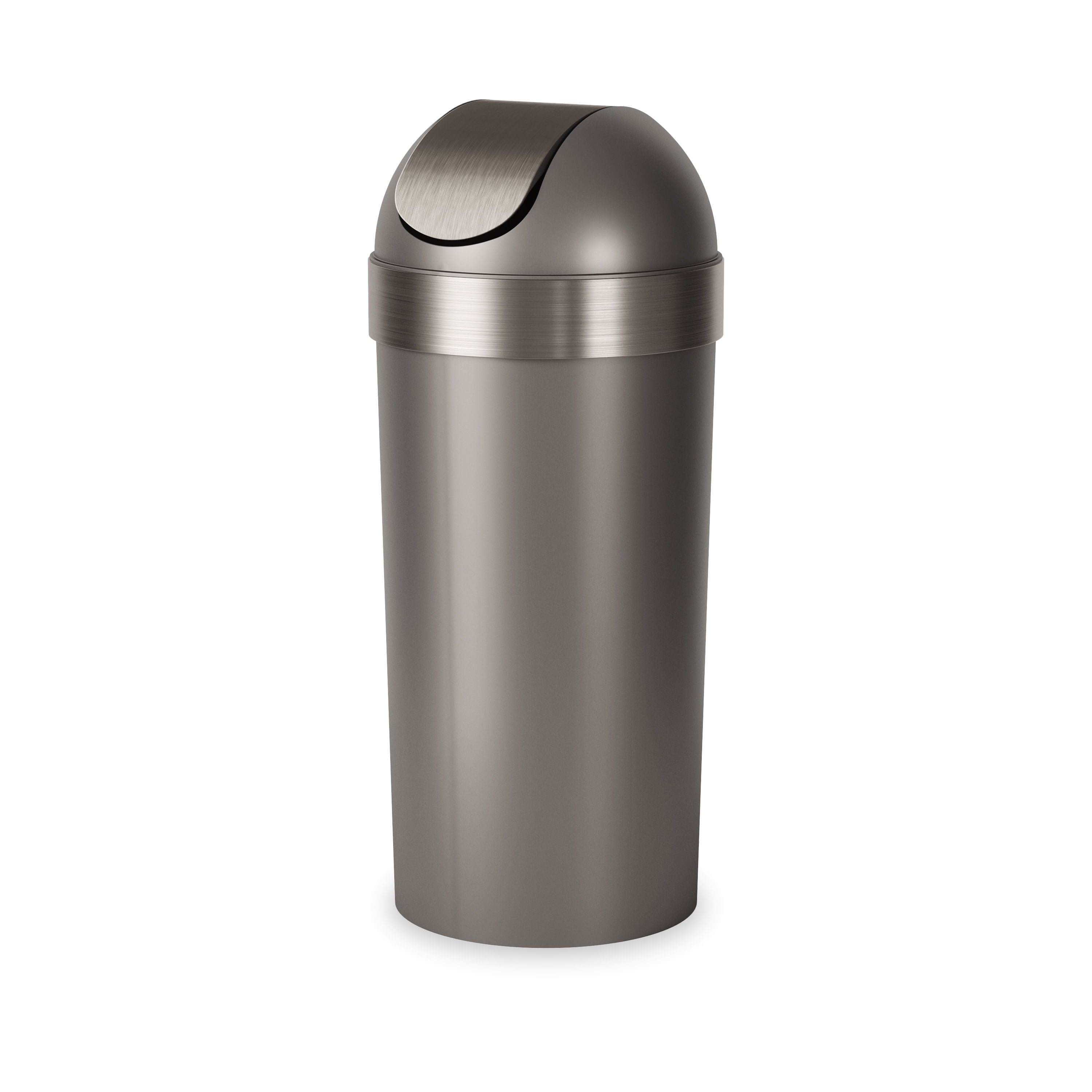 Umbra 16 gal Venti Plastic Swing Top Lid Kitchen Trash Can, Pewter