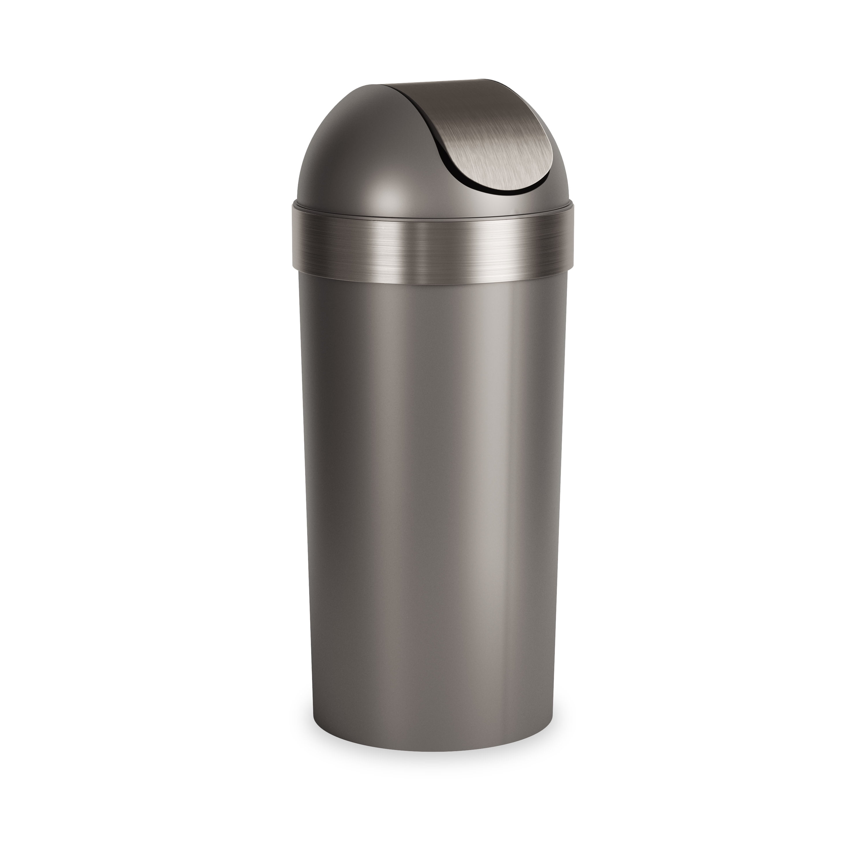 Pewter 16-Gallon Swing Top Kitchen Trash Can