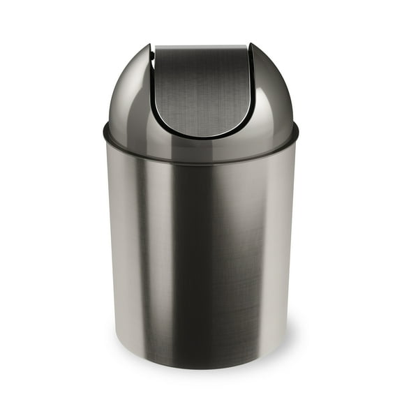 Umbra 2.5 Mezzo Plastic Swing Top Lid Bathroom Trash Can, Silver