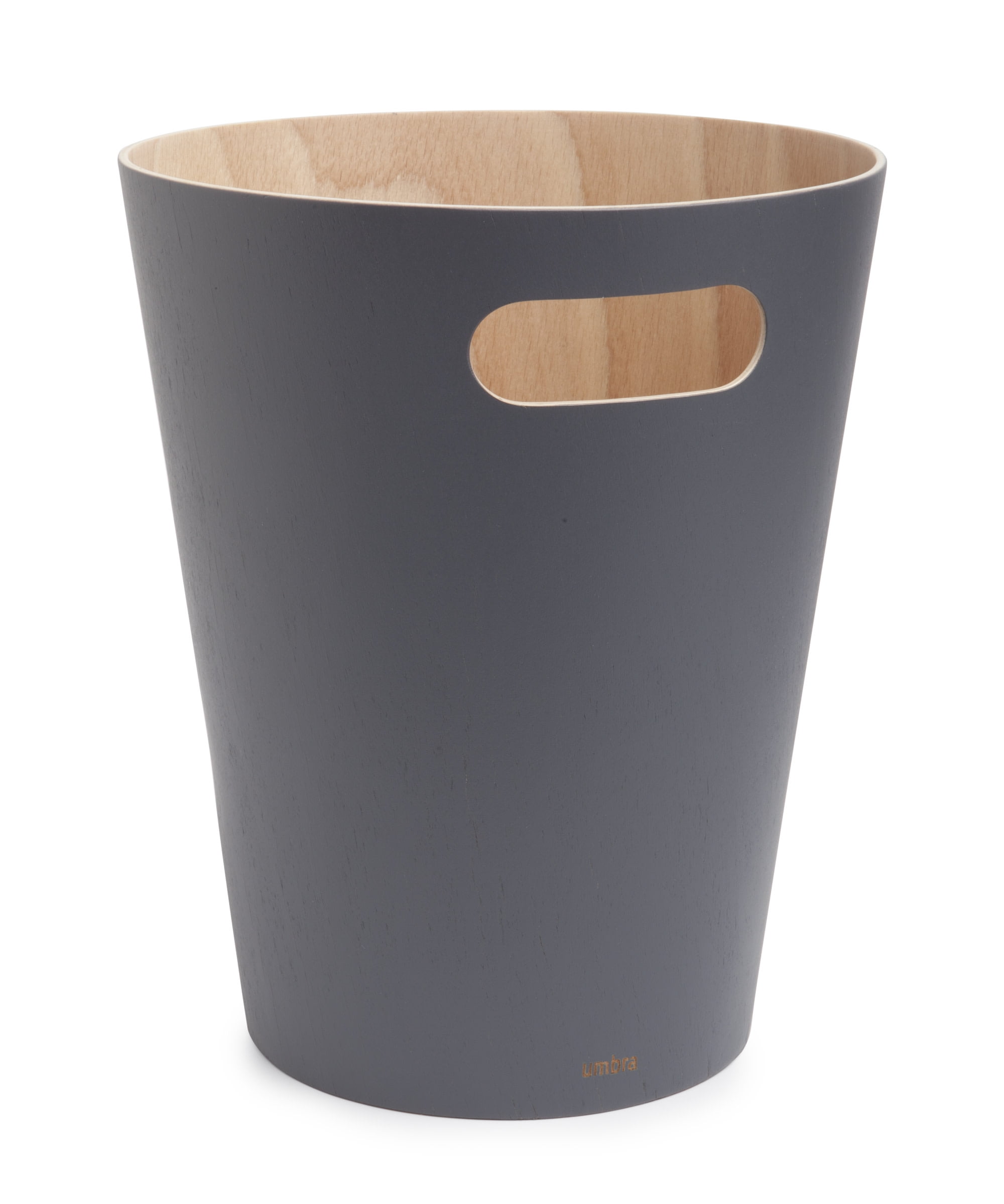 Natural and Charcoal Wood Bathroom Trash Can