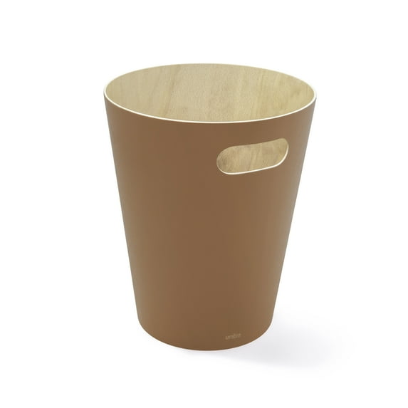Umbra 2 gal Woodrow Wood Open Top Bathroom, Bedroom, Office Trash Can, Sierra