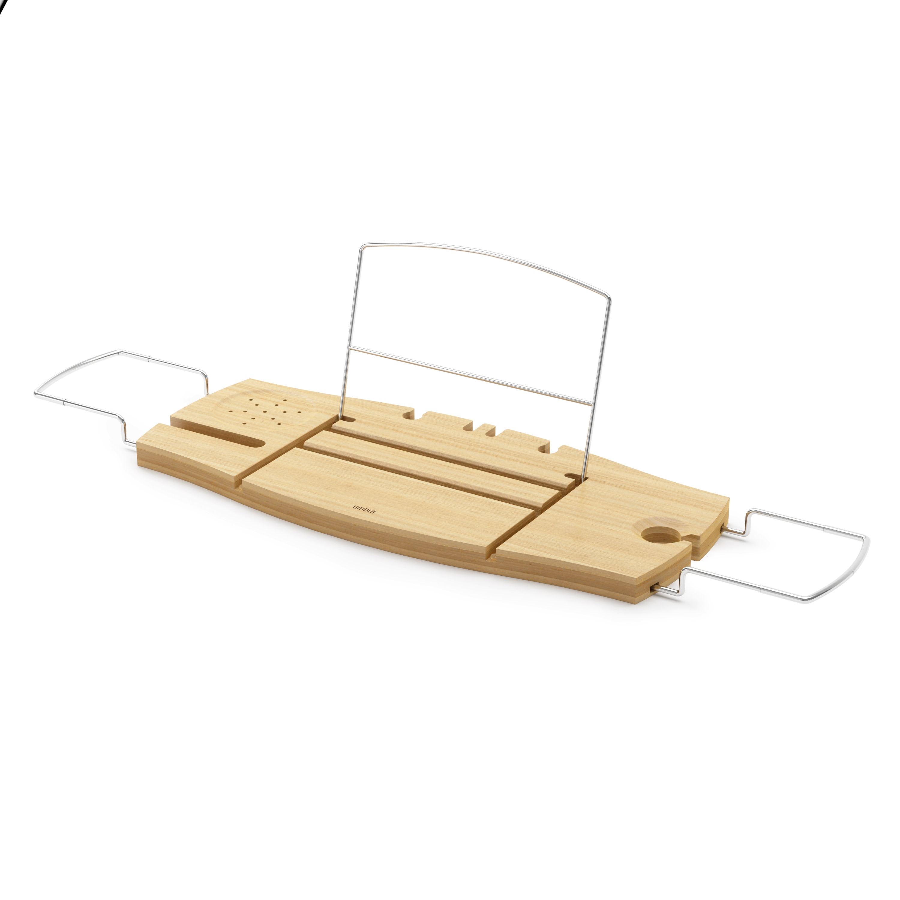 Luxury Bamboo Freestanding Bathtub Caddy with Wine Glass Holder