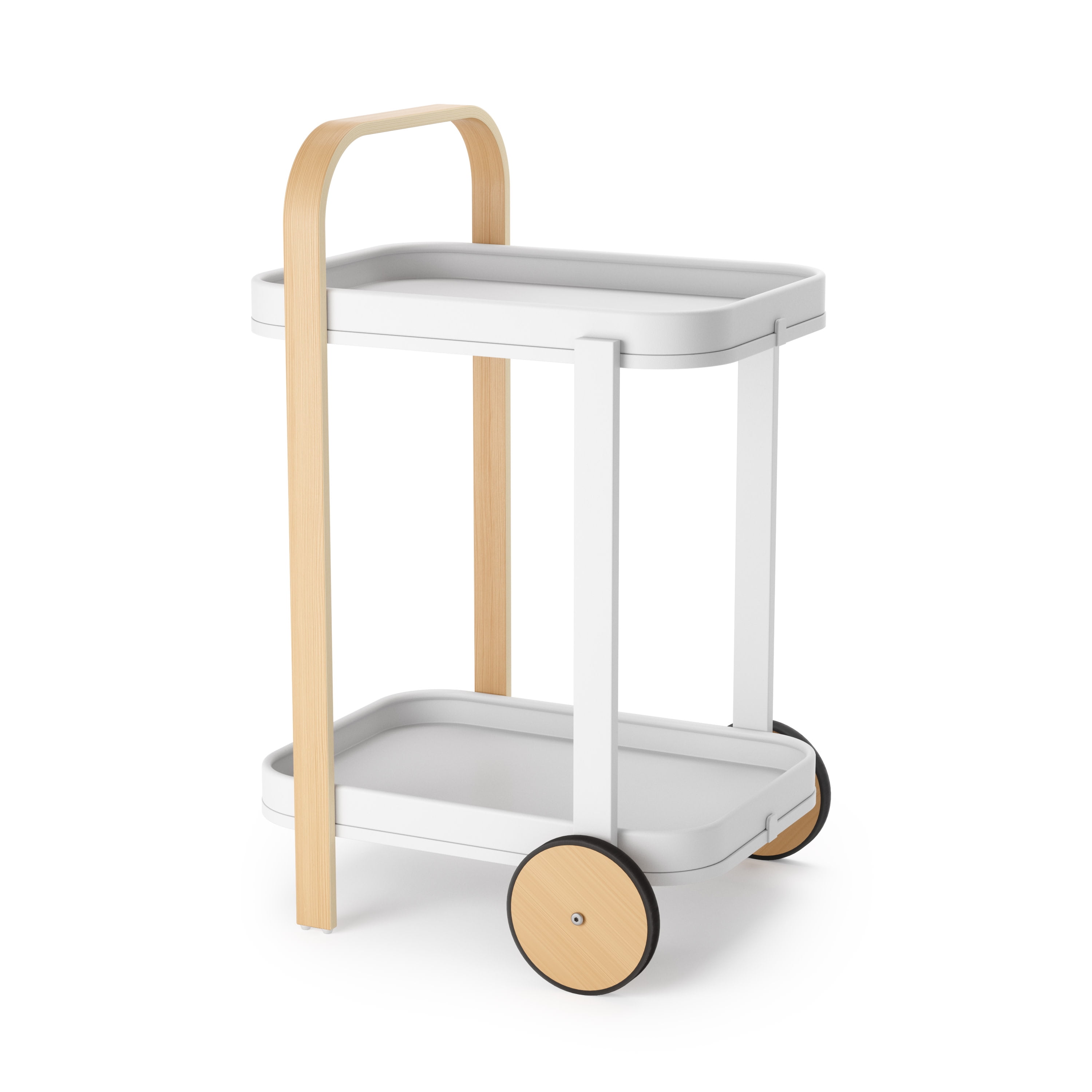 Bellwood White and Beige Two-Tier Bar Cart