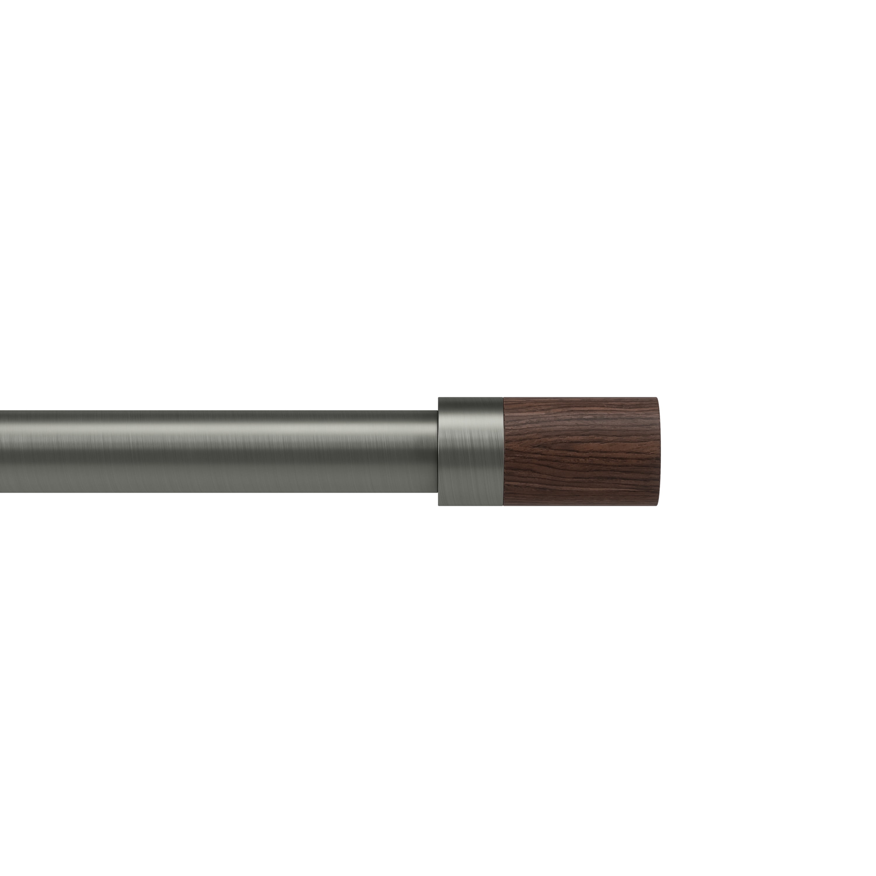 Gunmetal Adjustable Curtain Rod with Wooden Finials