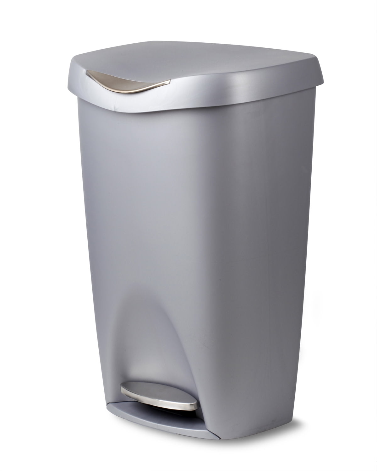 Umbra 13 gal Brim Plastic Step Soft Close Lid Kitchen Trash Can, Nickel