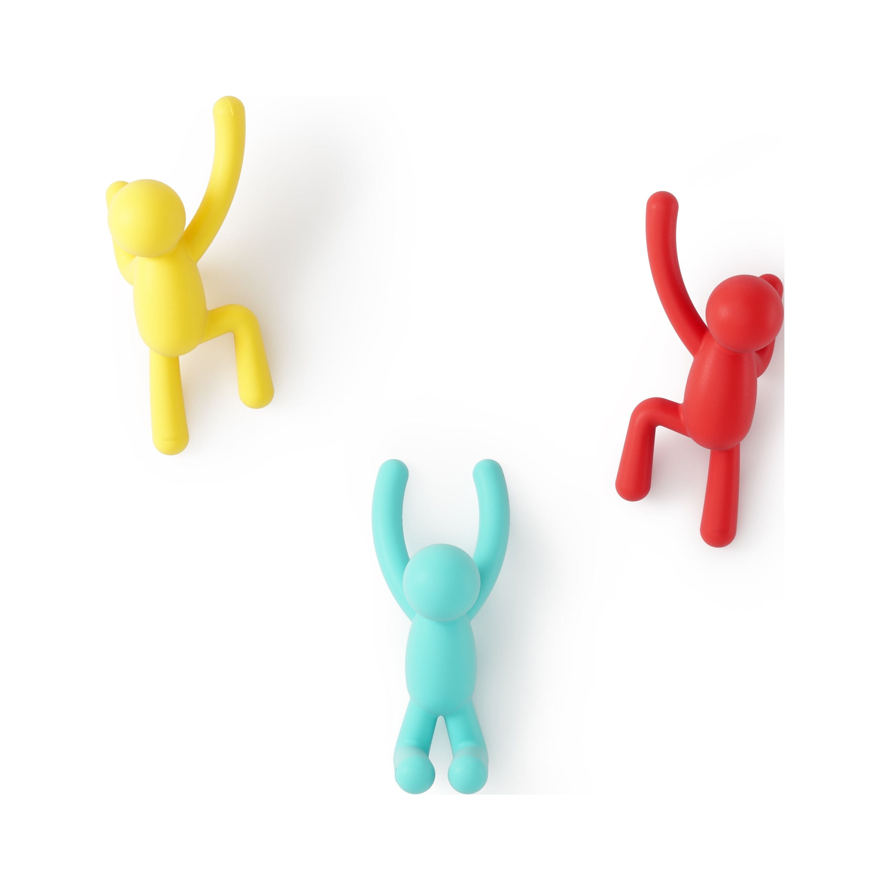Multicolored Plastic Buddy Wall Hooks Set of 3