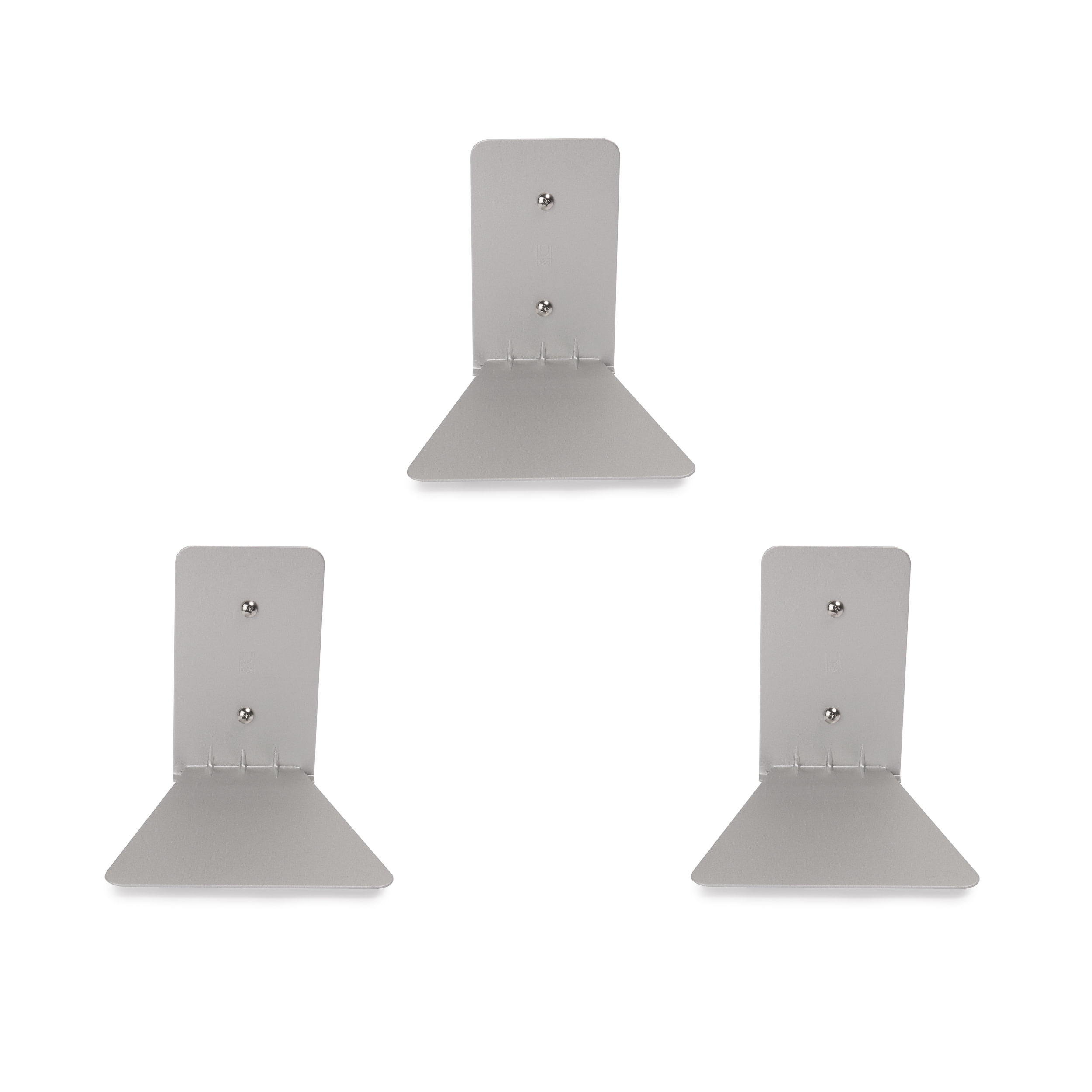 Minimalist Silver Steel Floating Wall Display Shelves, 3-Piece Set