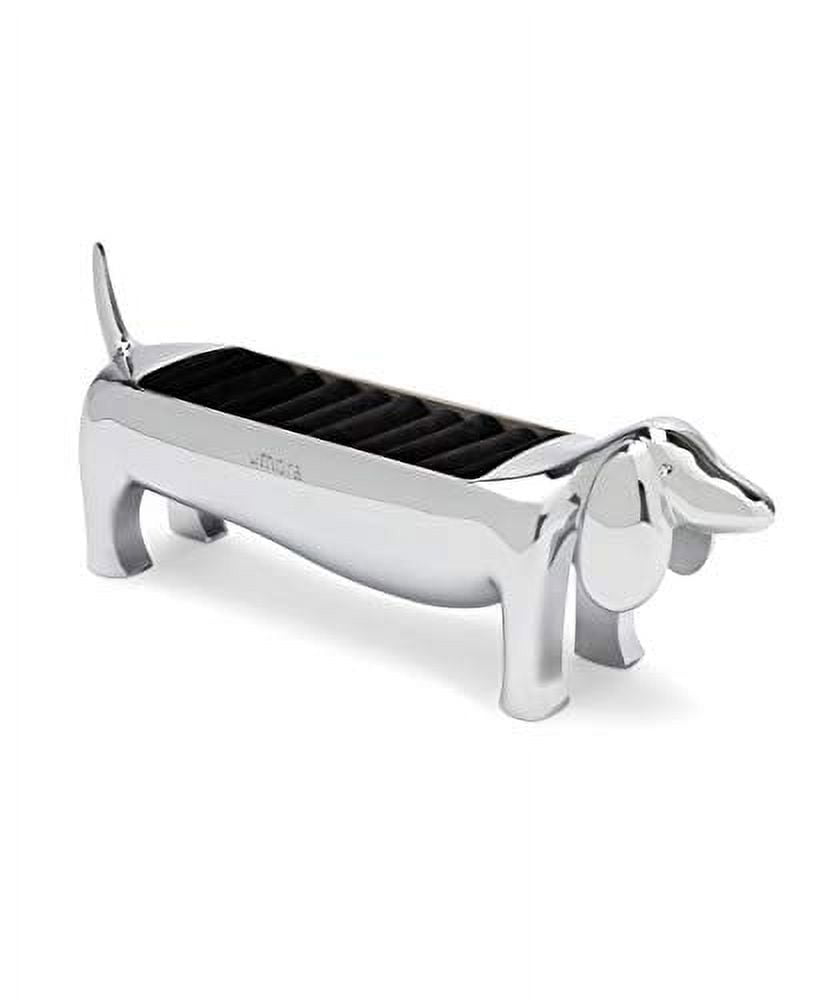 Silver Metallic Dachshund Shaped Metal Ring Holder