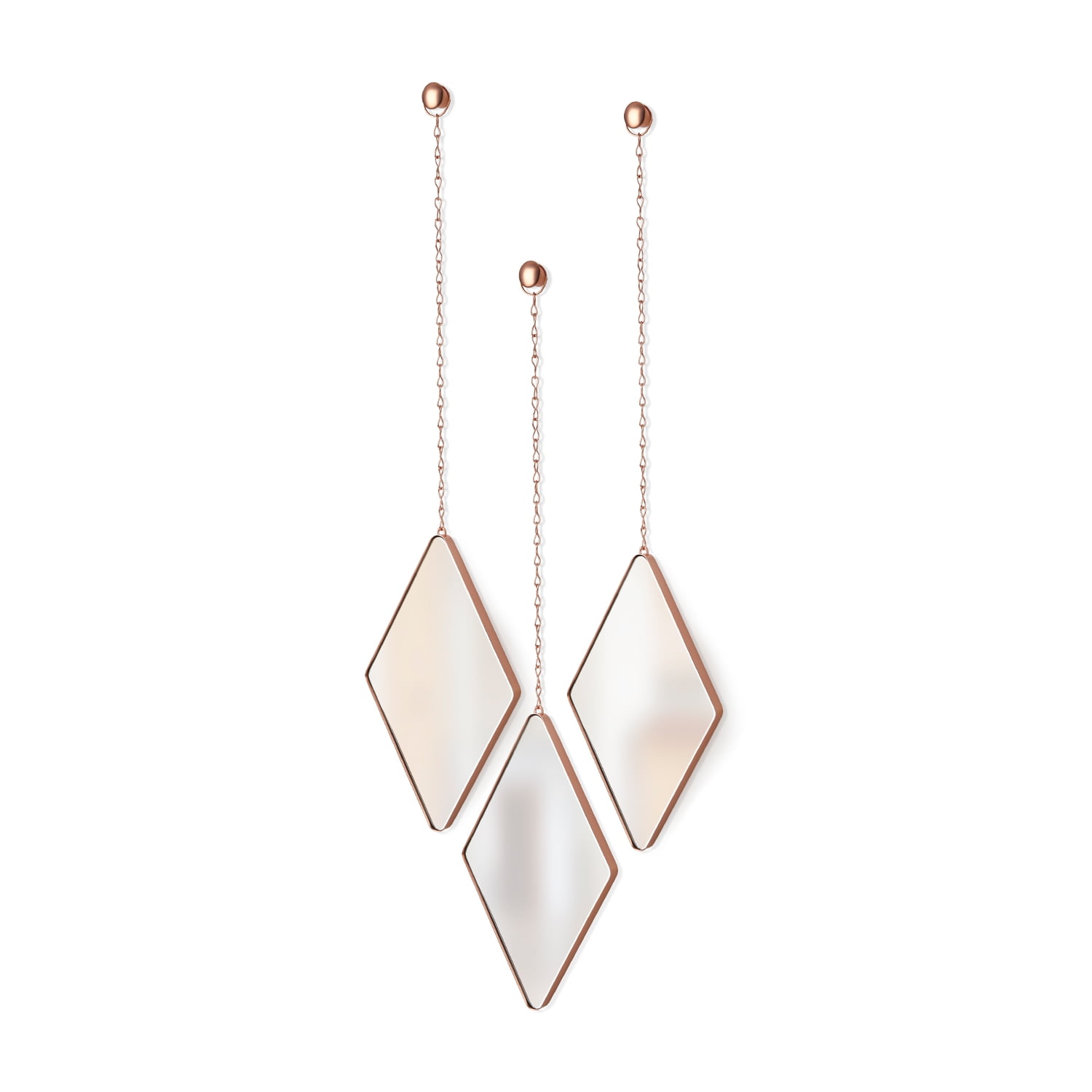 Copper Diamond Polished Wall Mount Mirror Set of 3