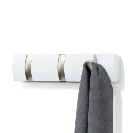 Umbra Flip 3 Hook Wall Mounted Coat Rack White