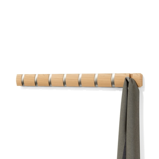 Umbra Flip 8 Hook Wall Mounted Coat Rack Natural