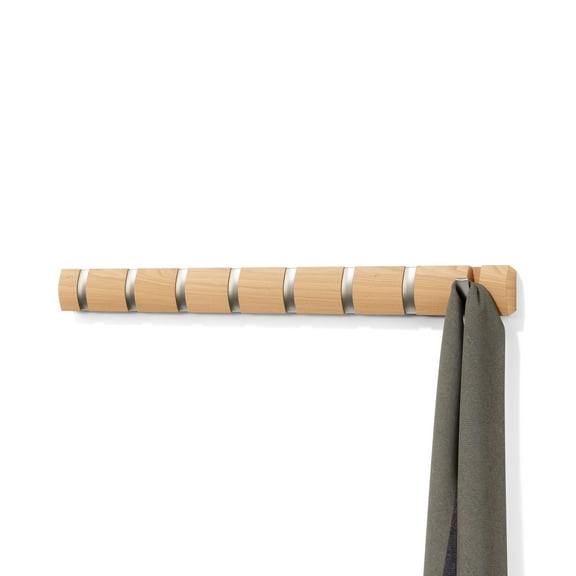 Umbra Flip 8 Hook Wall Mounted Coat Rack Natural