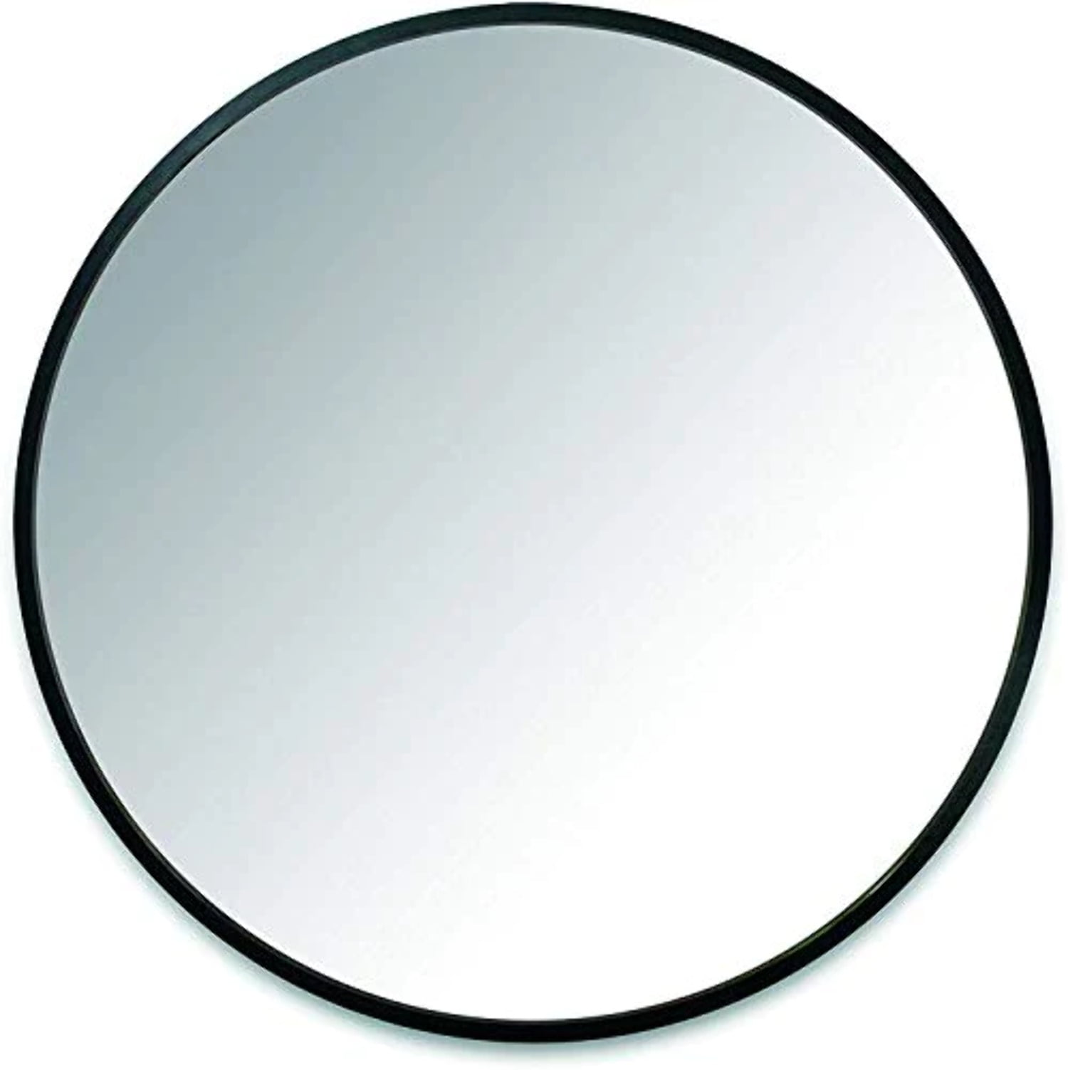 26'' Modern Black Round Wall Mirror with Rubber Frame
