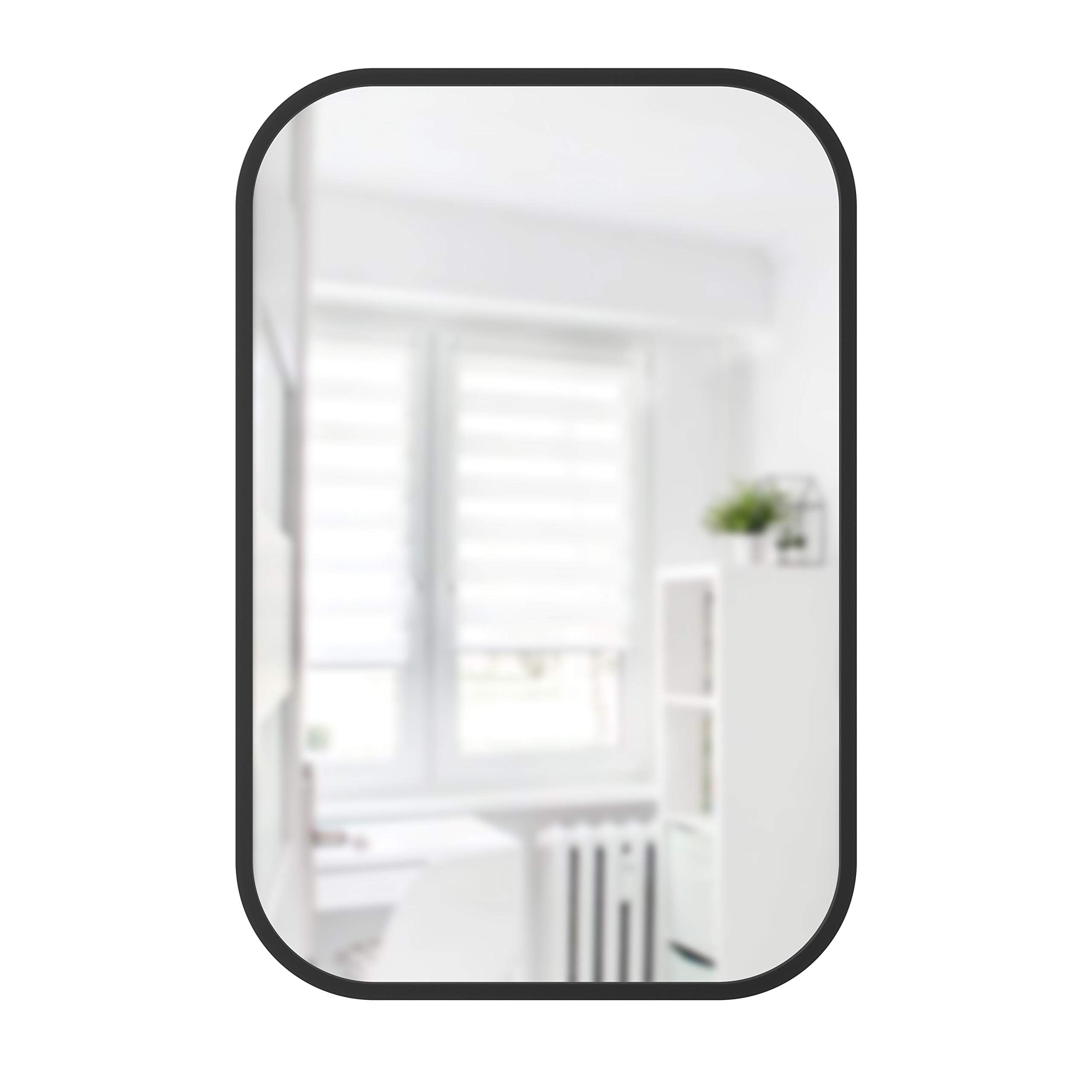 Umbra Hub 38'' Black Rectangular Rubber Rimmed Mirror