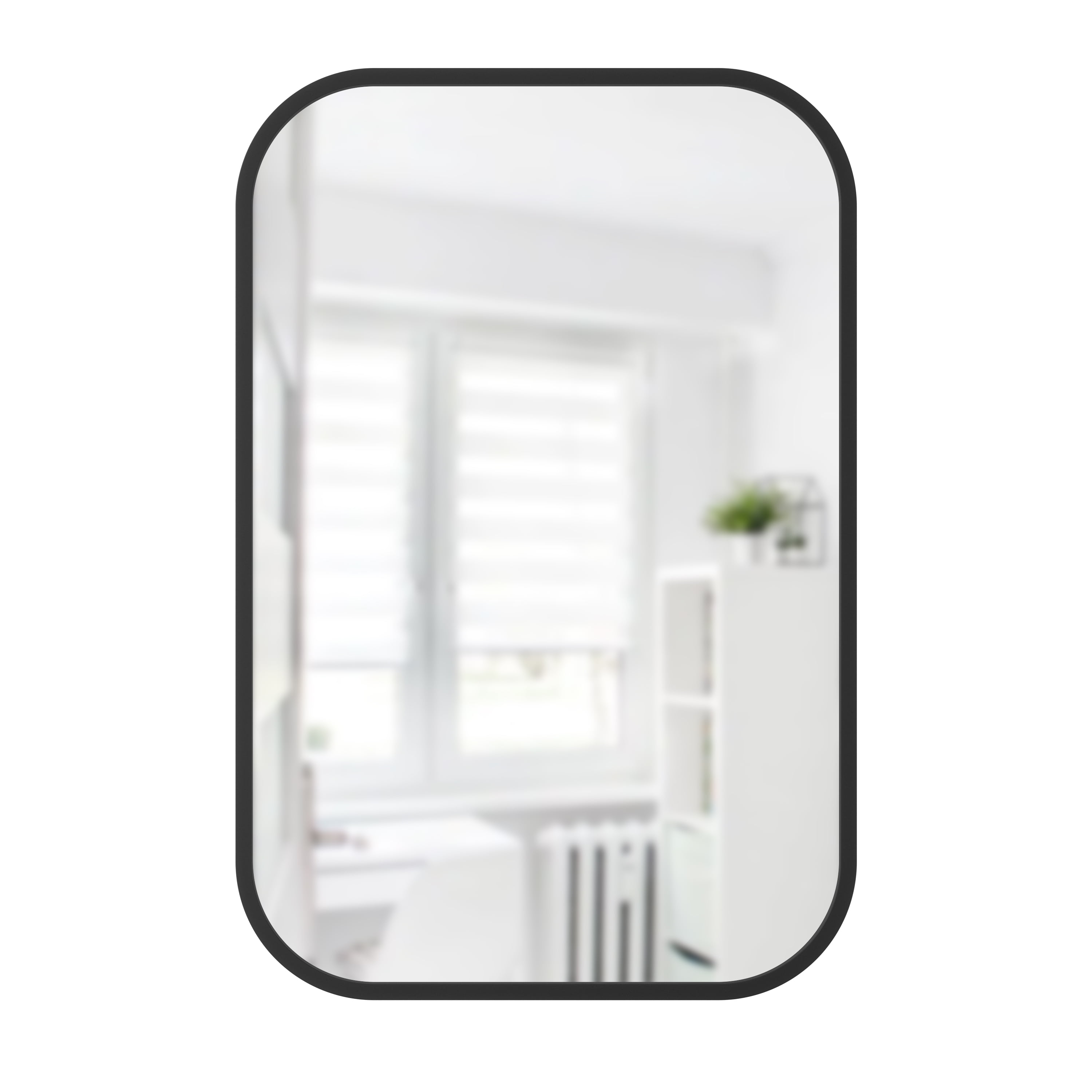 Umbra Hub 38'' Black Rectangular Rubber Rimmed Mirror